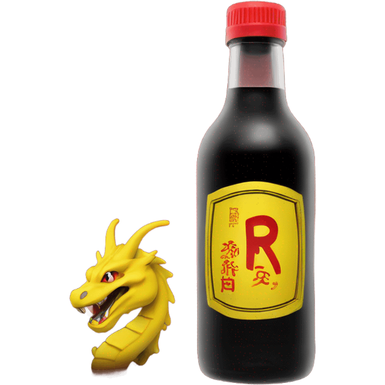 clear bottle with clear alcohol with yellow dragon on a black and red label that says “RUMPZ” alcohol emoji