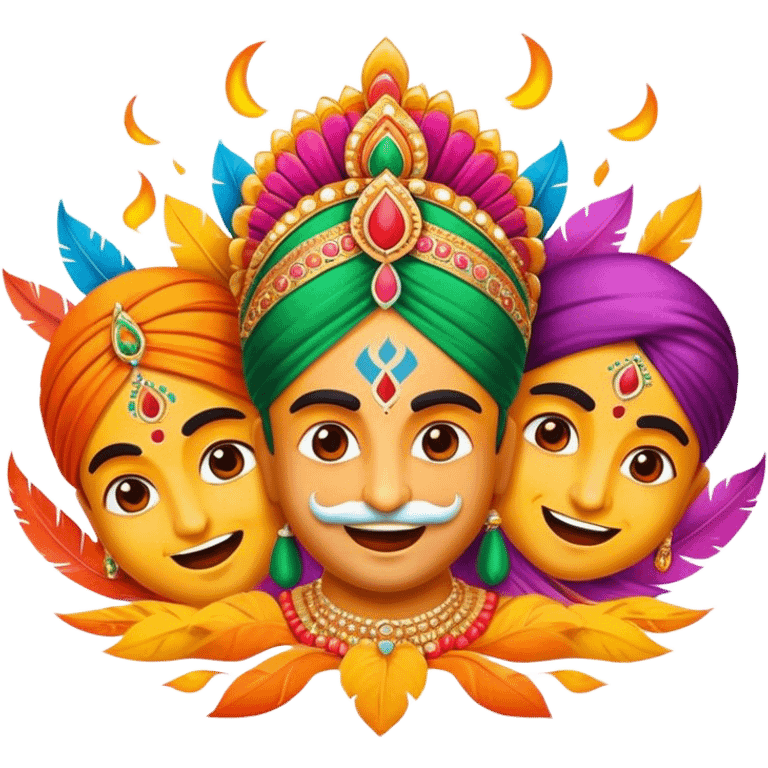 Cinematic Realistic Bollywood Pop Culture Emoji, featuring an energetic portrayal of Indian cinema rendered with dynamic textures and lively, colorful lighting. emoji