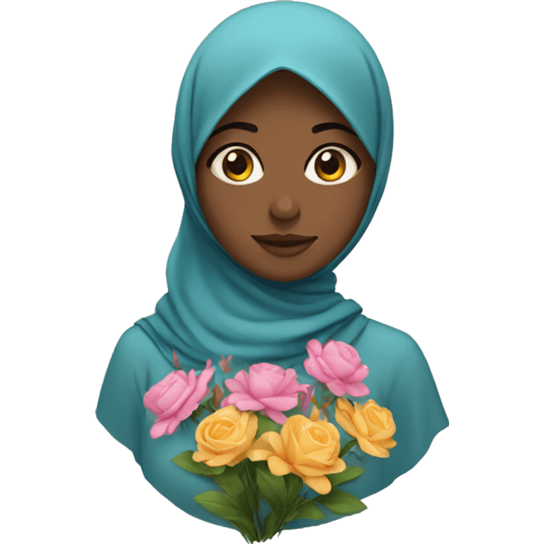 Muslim girl with flowers  emoji