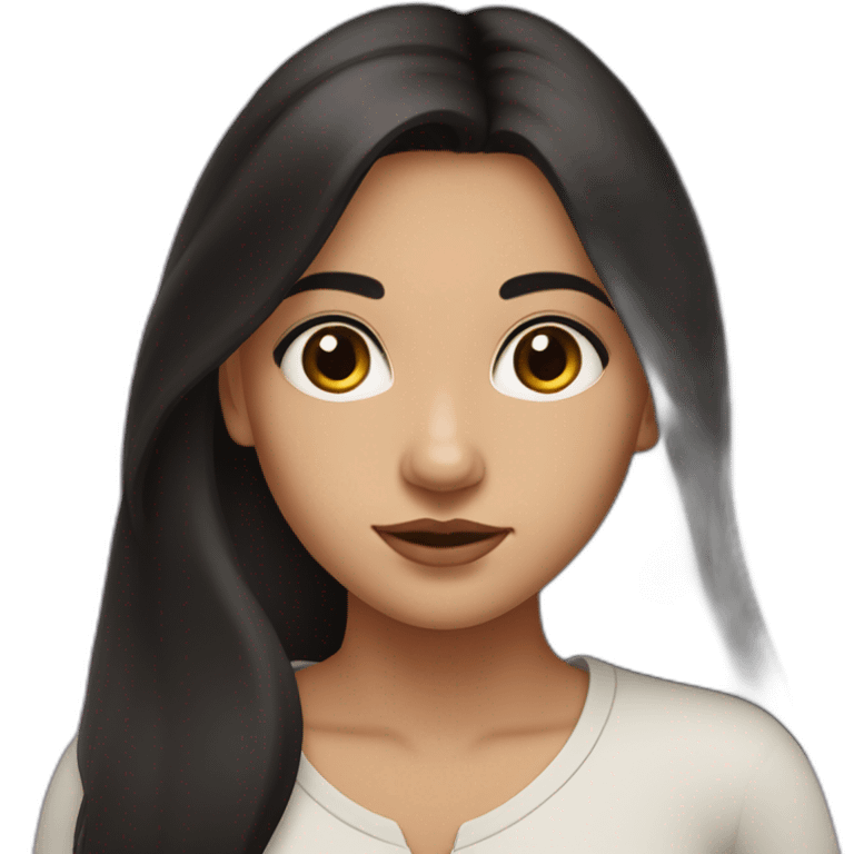 metis girl with dark brown eyes and long black Smooth hair emoji