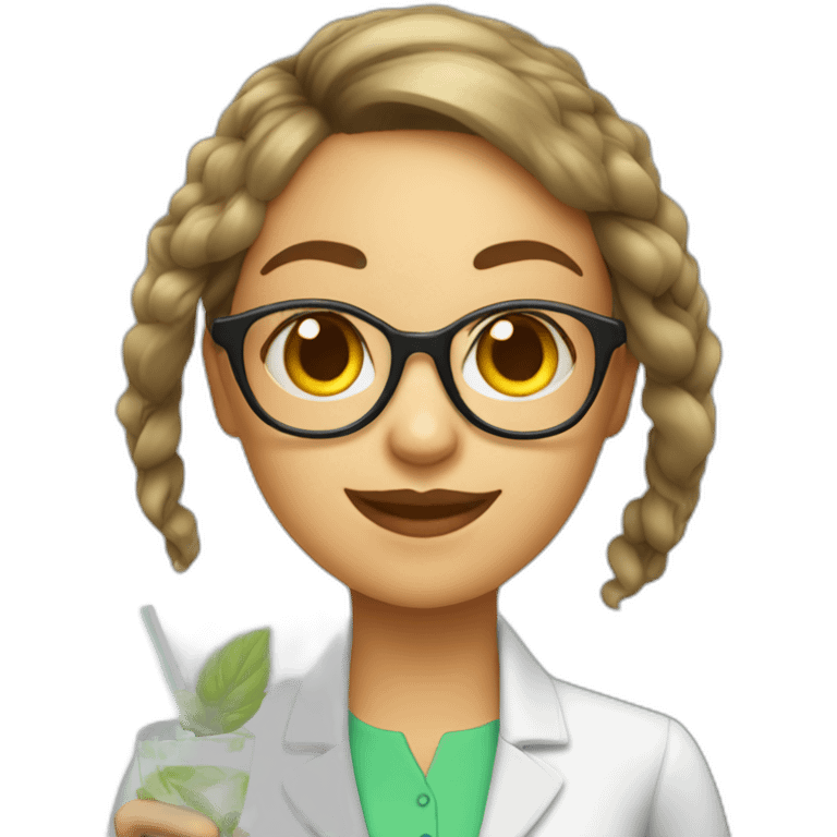 girl teacher whith glasses drinks mojito emoji