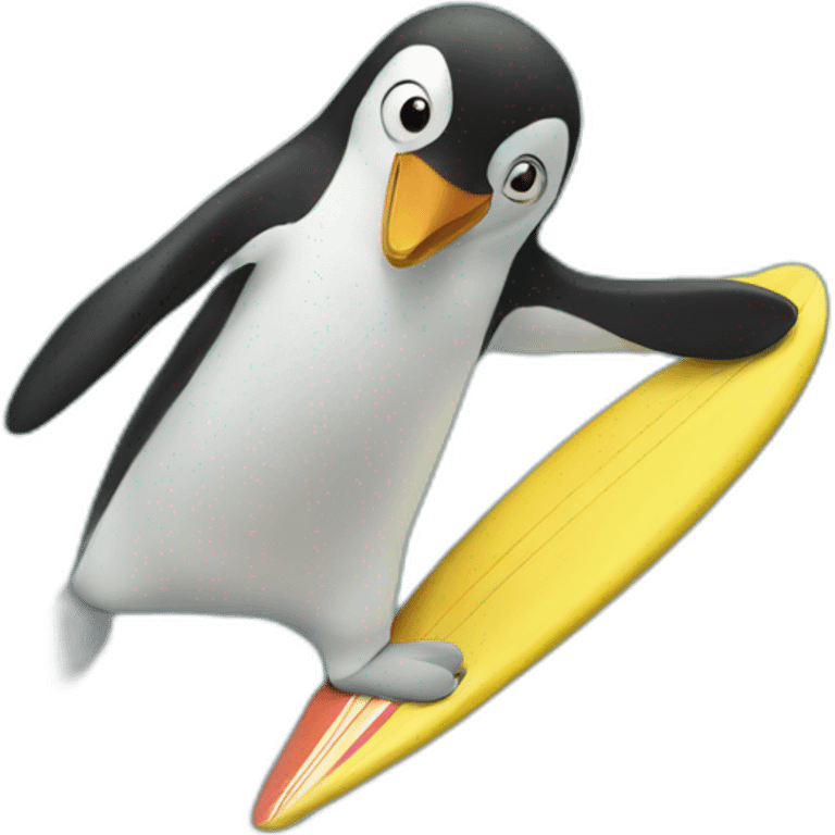 Pingouin qui surf emoji