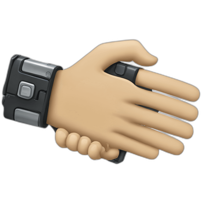 terminator hand handshaking chatGpt logo emoji