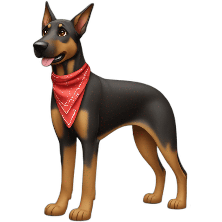 65% Coonhound 35% German Shepherd mix dog wearing small plain red bandana side view full body left facing emoji