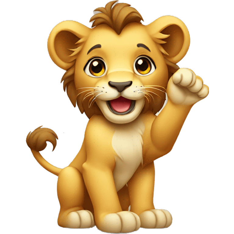 cute lion cub waving emoji