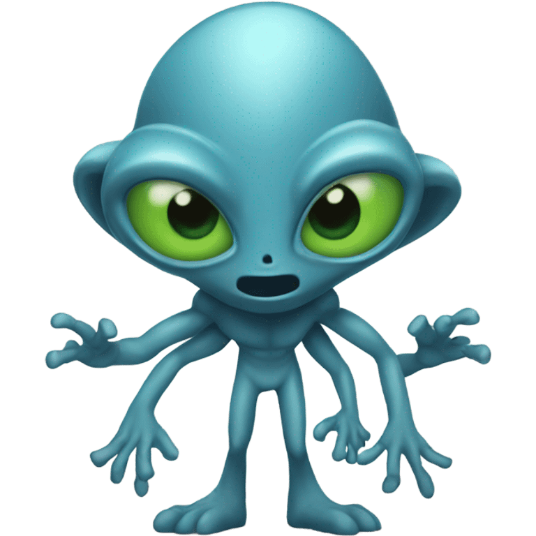 An alien with 6 arms and 5 eyes and 3 tails  emoji