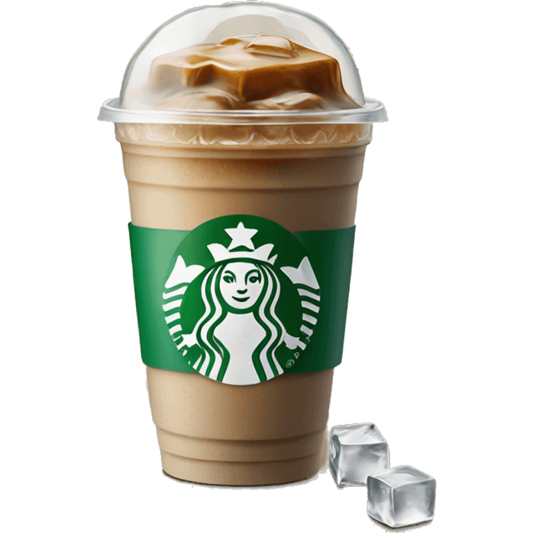 Starbuck ice coffee with ice cubes emoji