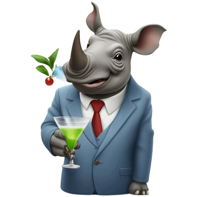 Rhino drinking a martini emoji