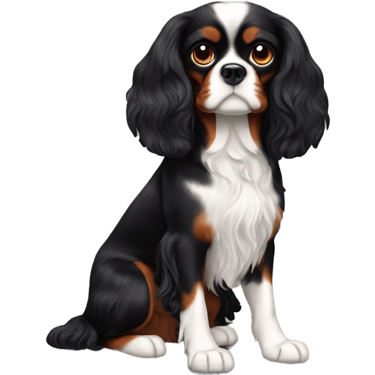 Black Cavalier King Charles Spaniel dog emoji