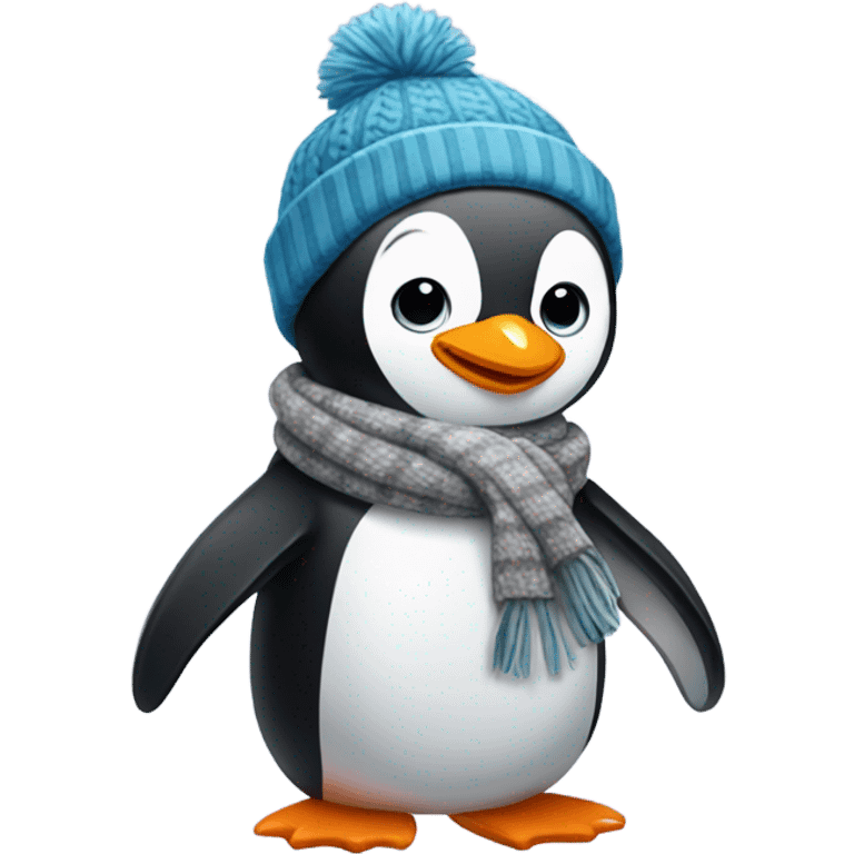 Penguin wearing beanie and scarf emoji