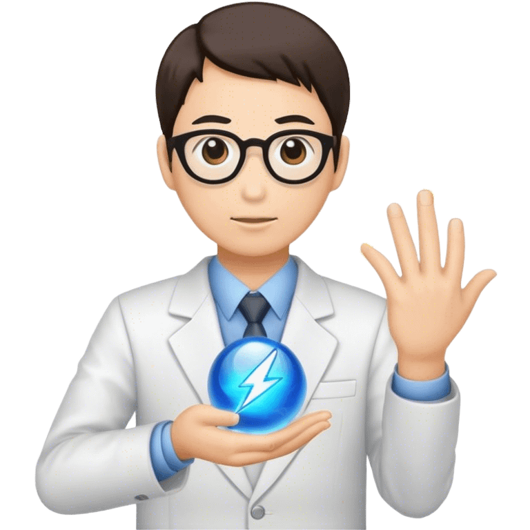 Japanese teacher holding electrical orb of energy emoji