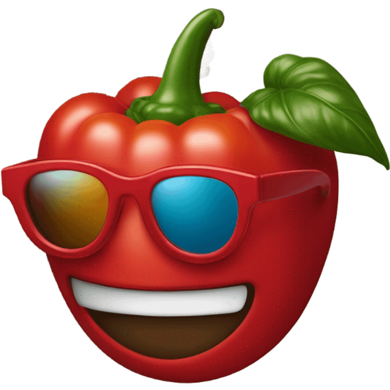 Red pepper with Mantel and sunglasses and necklace emoji