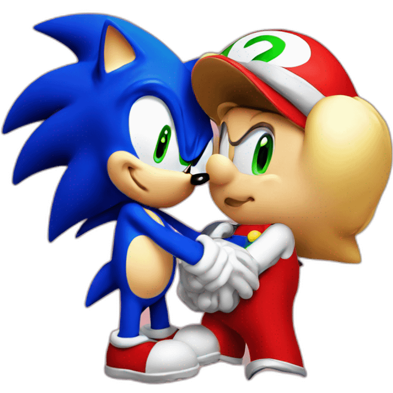 sonic the hedgehog and super mario kissing emoji