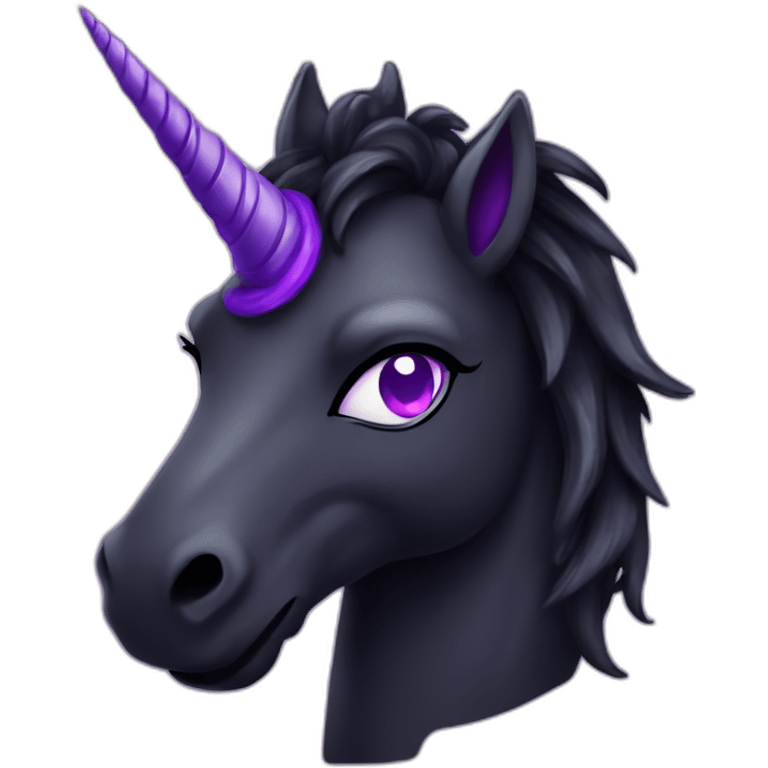 Spooky black unicorn with purple emoji