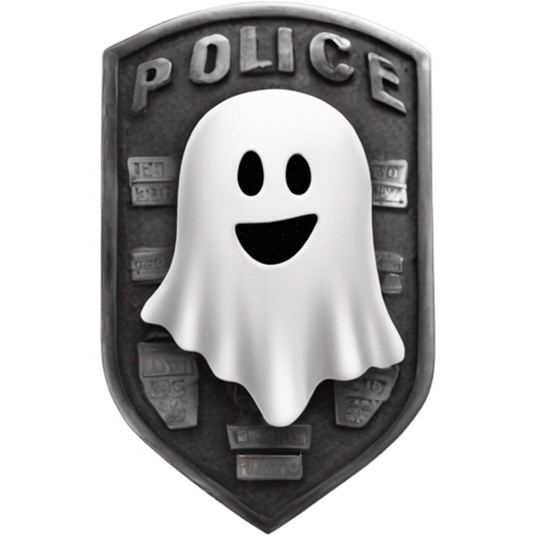 A police badge with a ghost sign and 10111 emoji