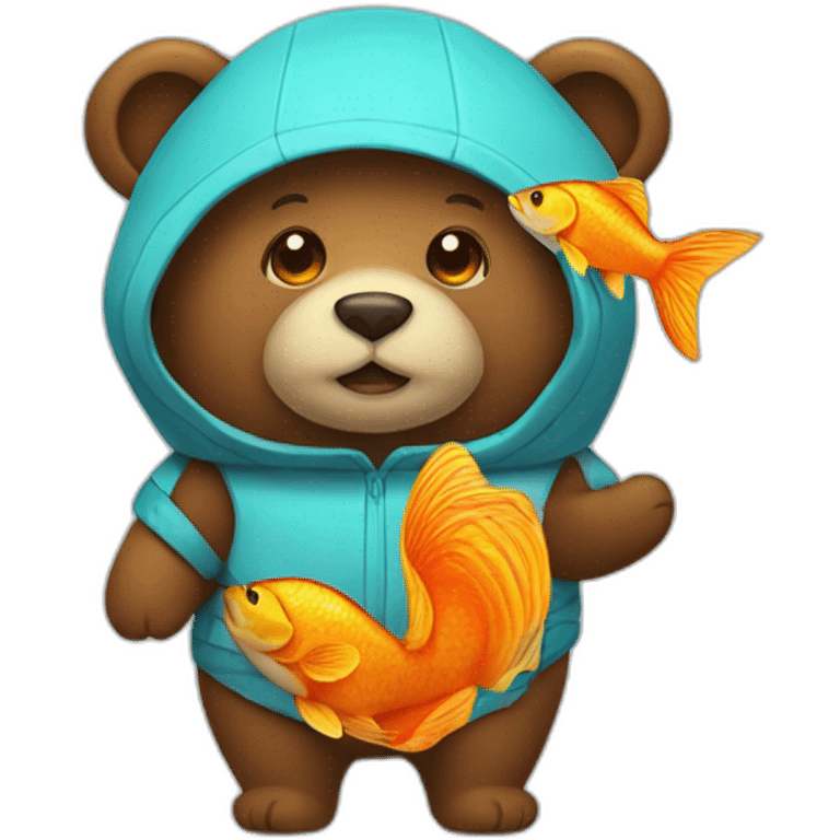 a bear wearing fish costume emoji