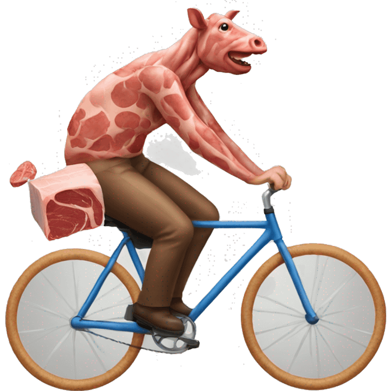 man riding a bicycle made of meat emoji