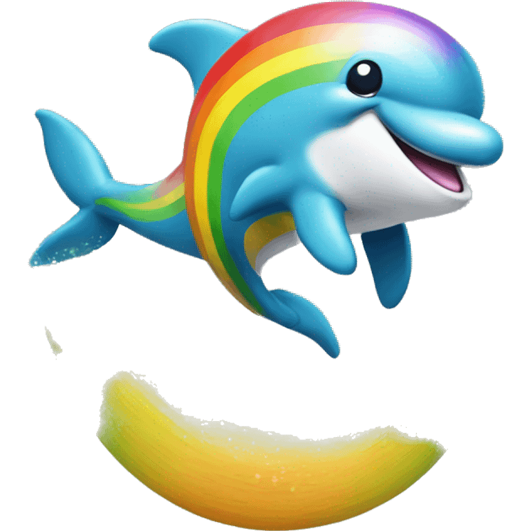 Dolphins jumping over rainbow emoji