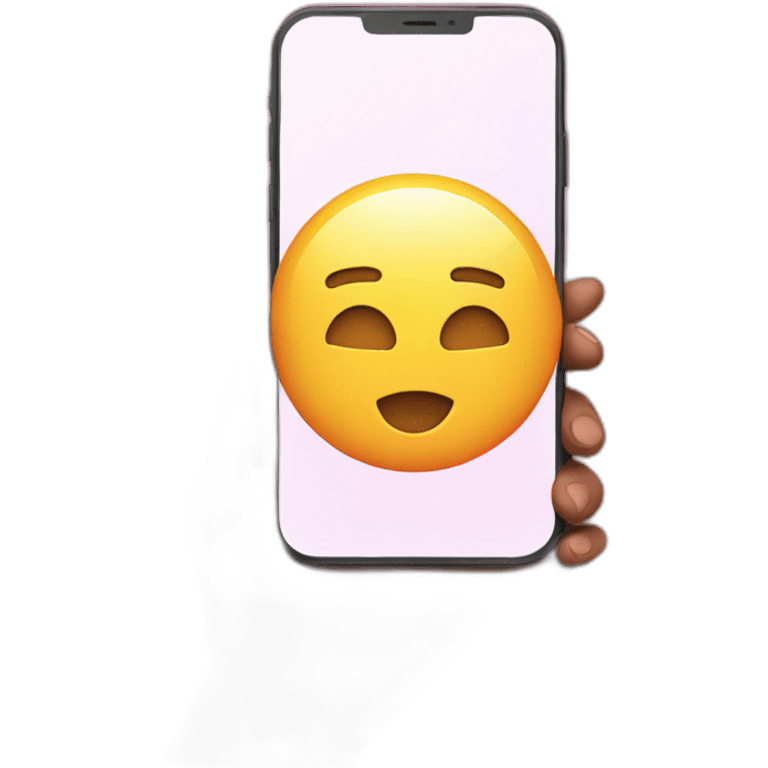 holding a smartphone with big pink checkmark on the screen emoji