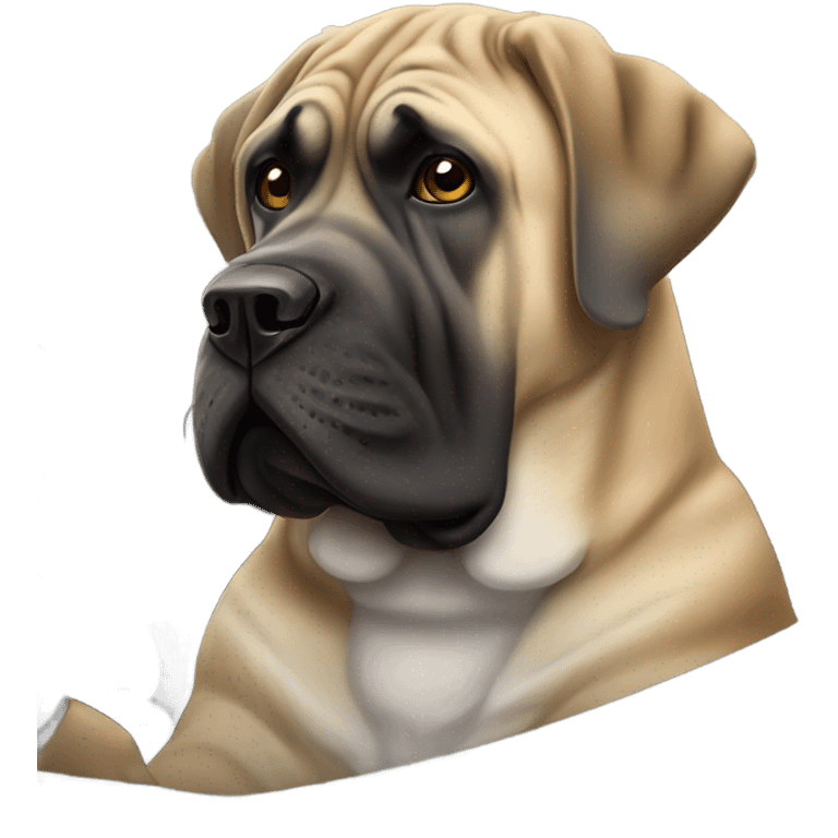 English Mastiff driving a racecar emoji