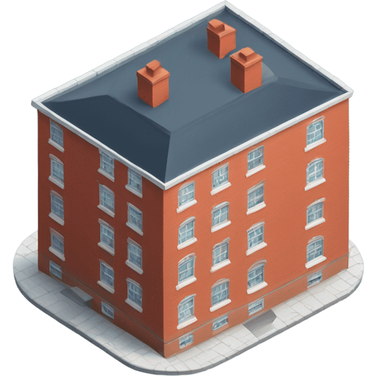 isometric two storey curved red brick building emoji