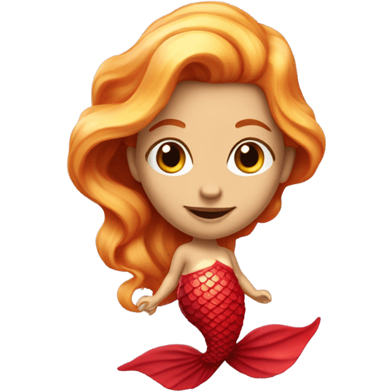 Red Mermaid with red mermaid tail and blonde hair pretty and detailed realistic emoji