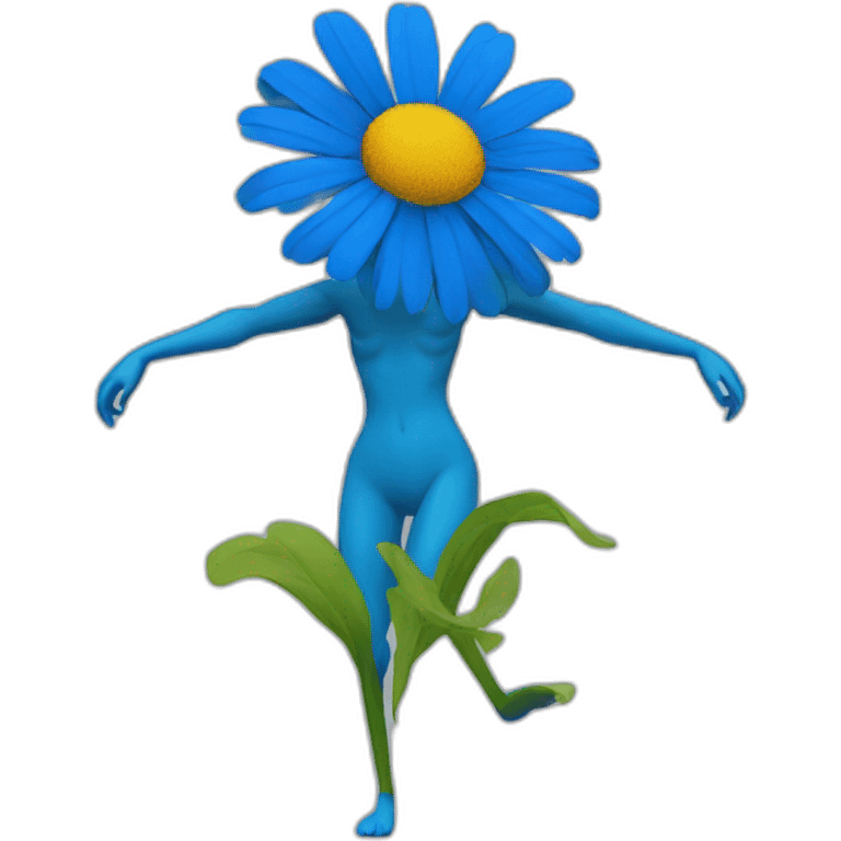 flower head blue body two arms two legs dancing emoji