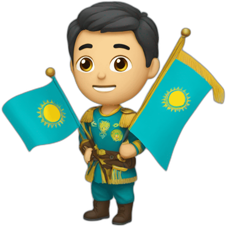 Tokaev with flag of Kazakhstan  emoji