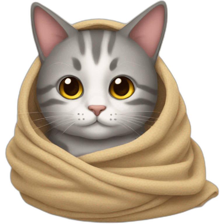 cat wrapped up in a blanket emoji