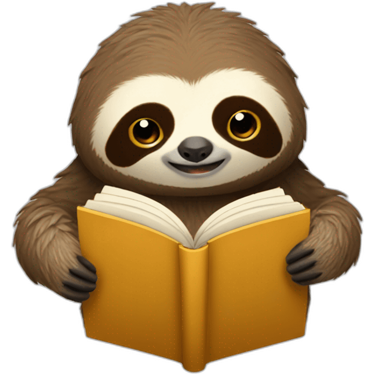 Sloth reading a book emoji