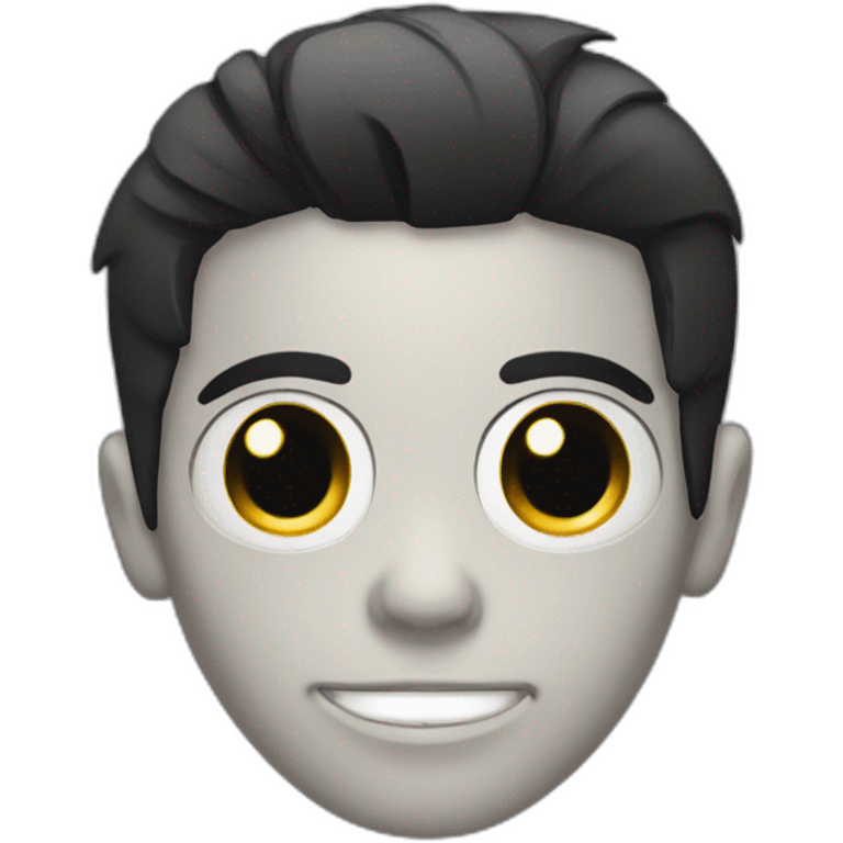 skull with slick black hair grey streaks emoji