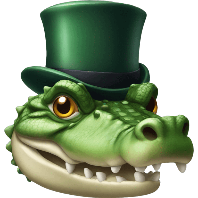 Crocodile head with a top hat emoji