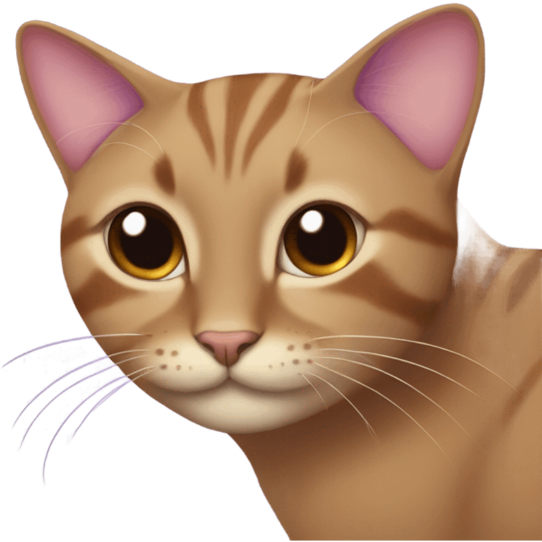 Purple butterfly on brown smilling cat’s nose emoji