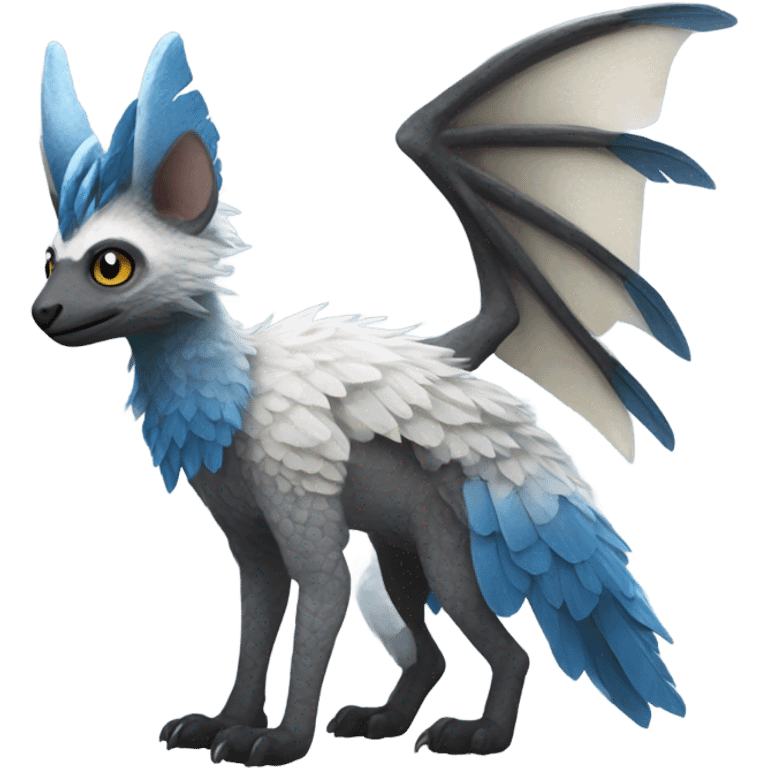 Trico The Last Guardian Creature With Blue Horns, Grey Wings, And long tufted tail emoji