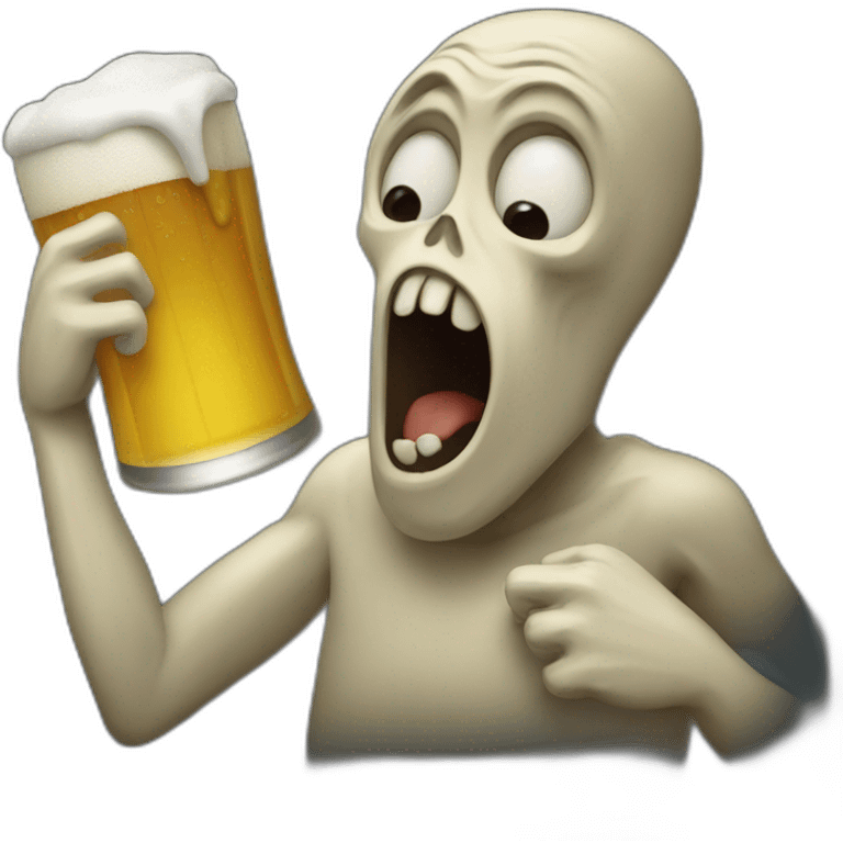 The Scream holding a beer with one hand emoji