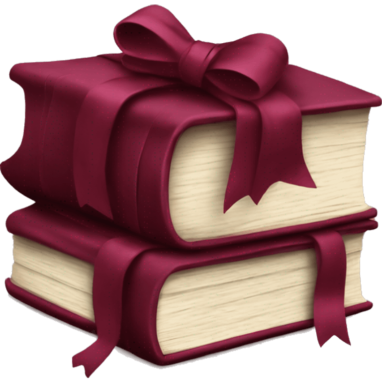 burgundy books stacked up and tied together by a burgundy bow emoji