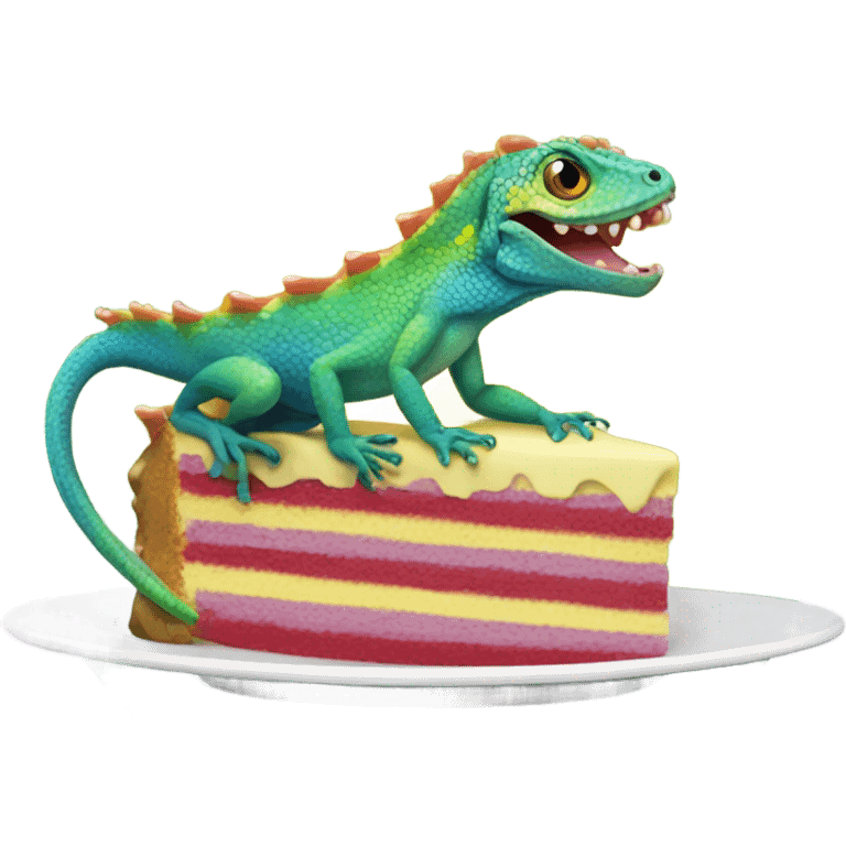 Lizard eating cake  emoji