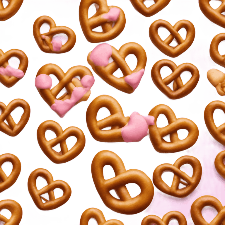 heart shaped pretzel with pastel pink fondant emoji