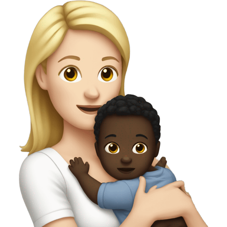 White woman holding black baby  emoji