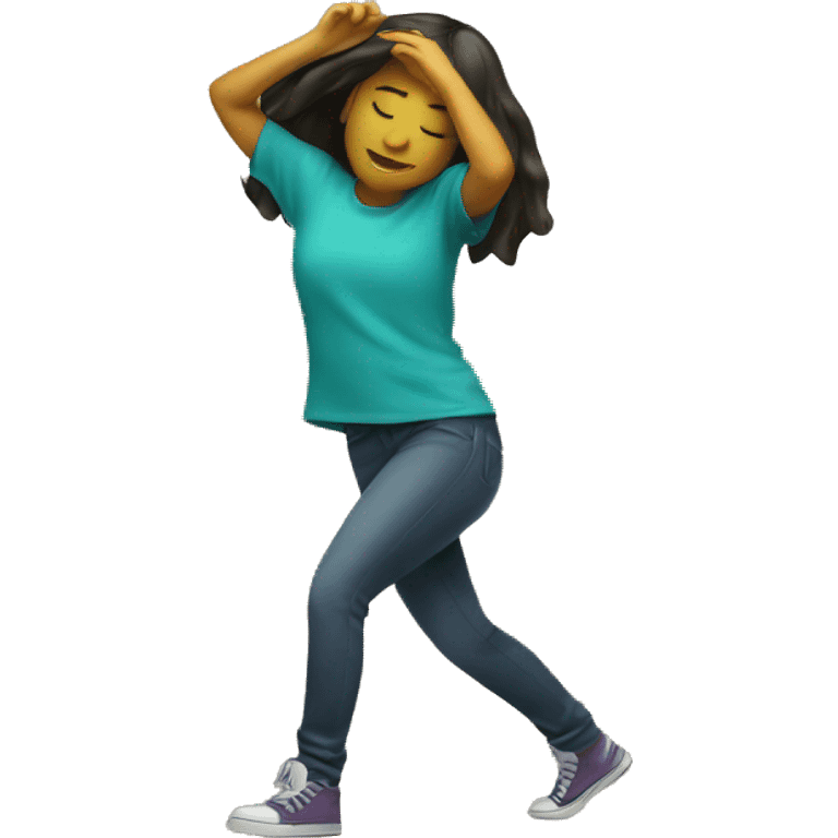 girl heads down emoji dabbing emoji