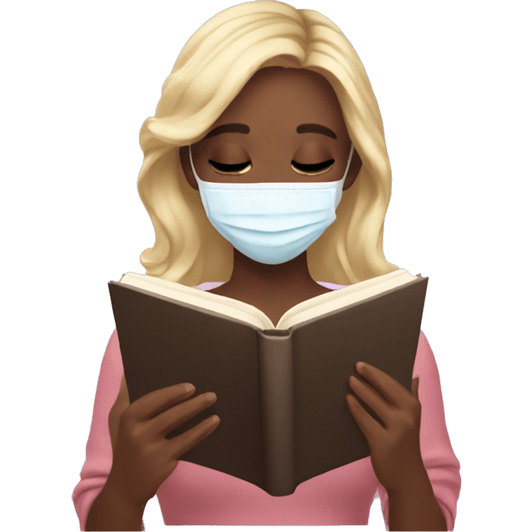 Girl with Beauty Face mask reading a Asthetic book emoji