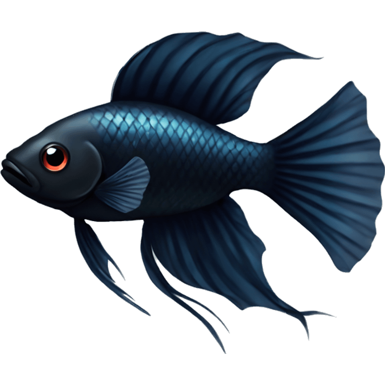 Black beta fish with simple eyes emoji