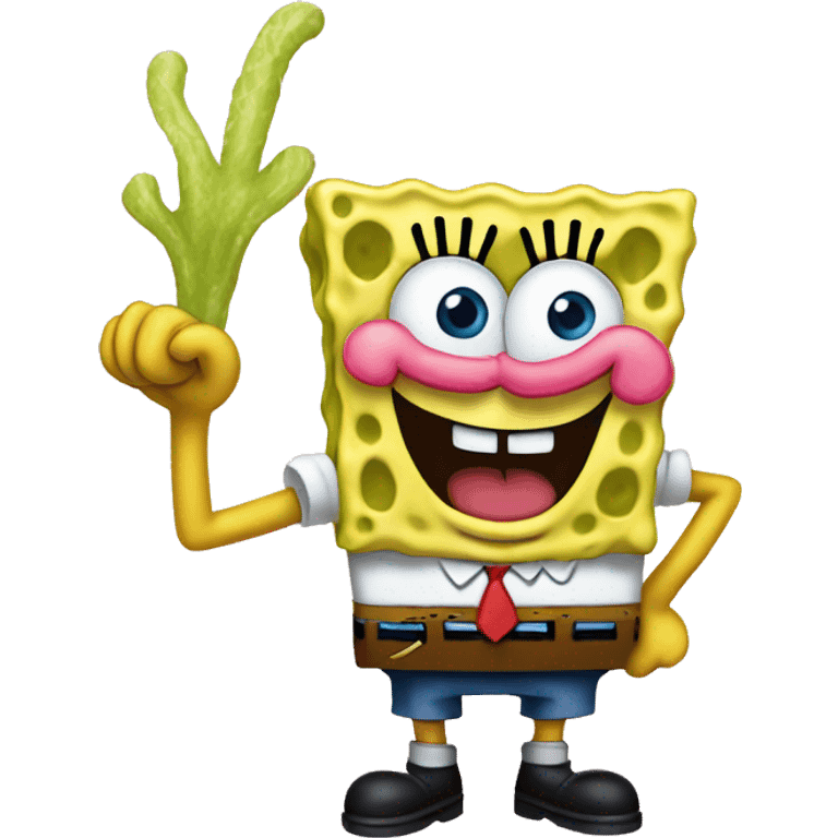 SpongeBob holding patrick  emoji