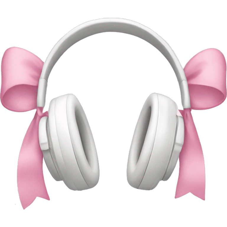 White apple headphones with light pink bows  emoji