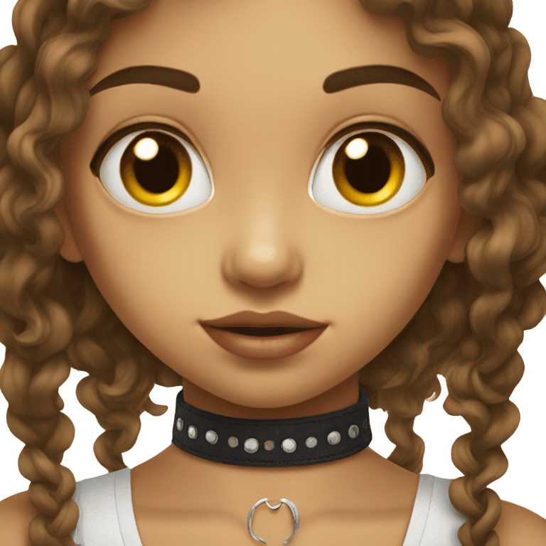 portrait of girl with choker emoji