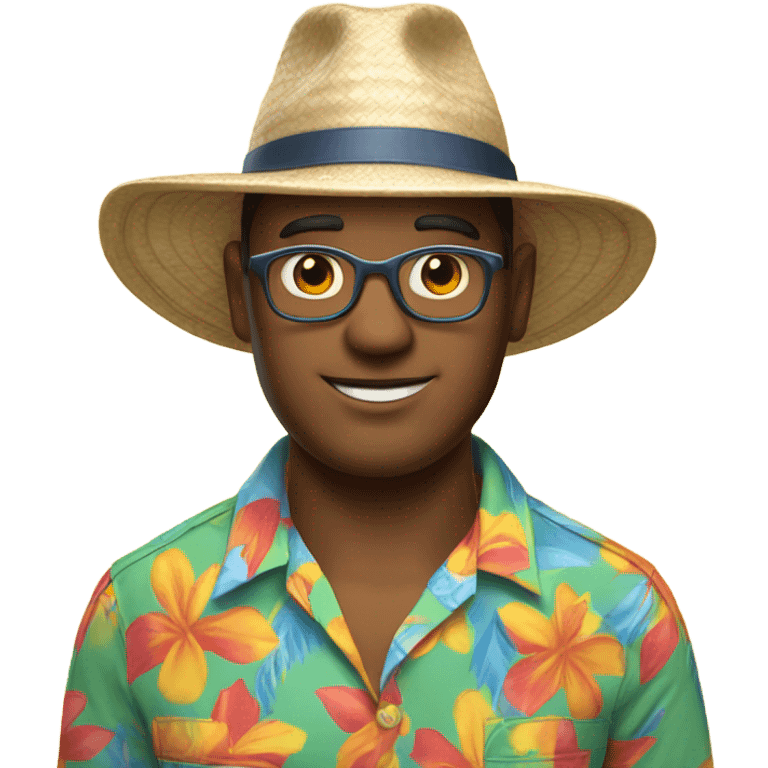 truman burbank with beach shirt and hat emoji