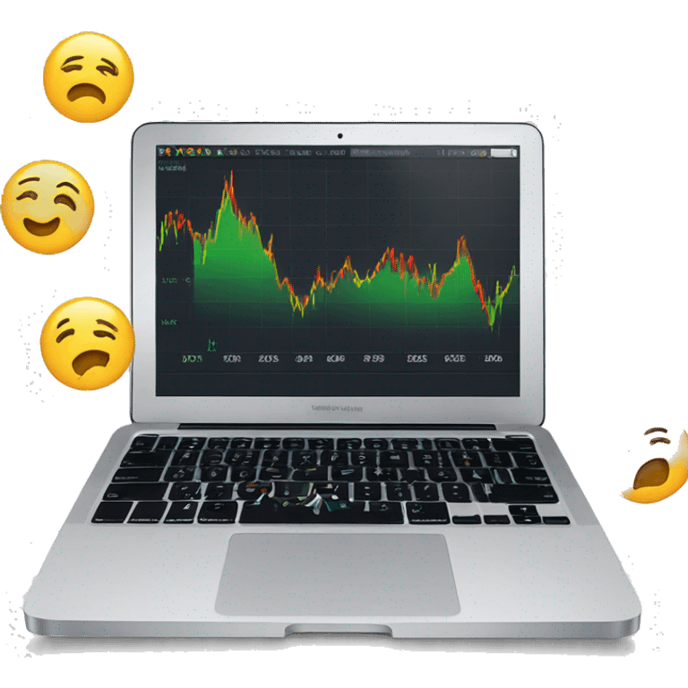 macbook with stock chart on market website emoji