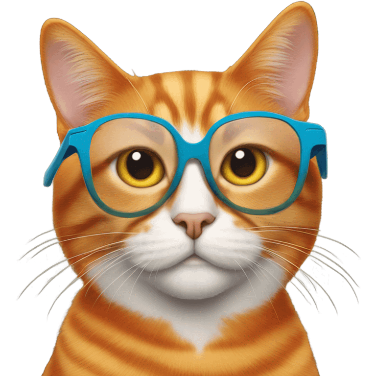 Orange cat with glasses with paperplanes on the lenses emoji