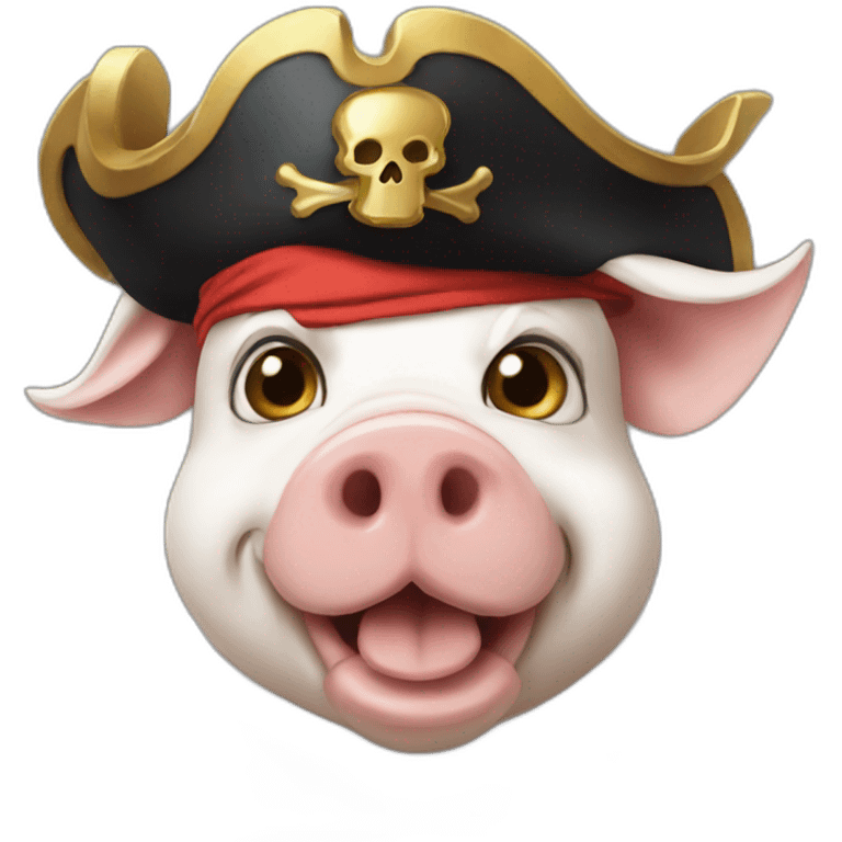 Gold and white pig as a pirate emoji