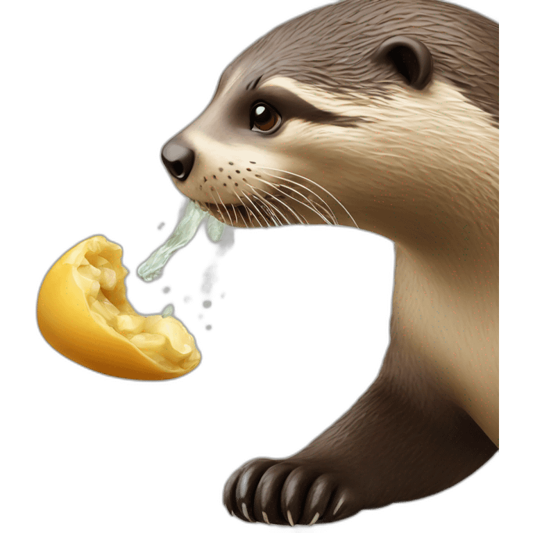 Loutre qui mange une tête emoji